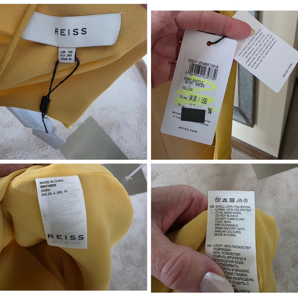 NWT Reiss Sara Asymmetric Yellow Cocktail Dress - Picture 8 of 8